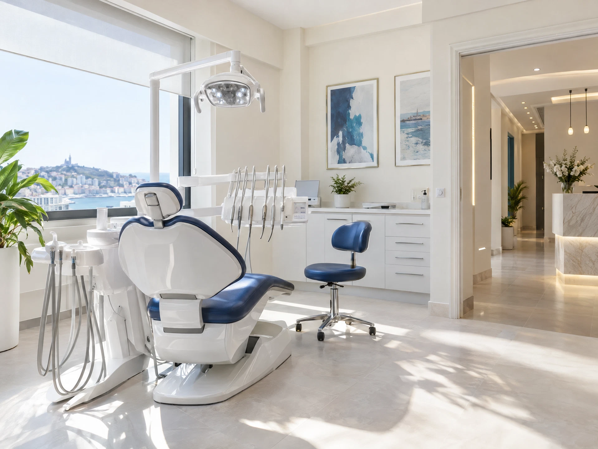 Salle de soins lumineuse du Cabinet Dentaire SM